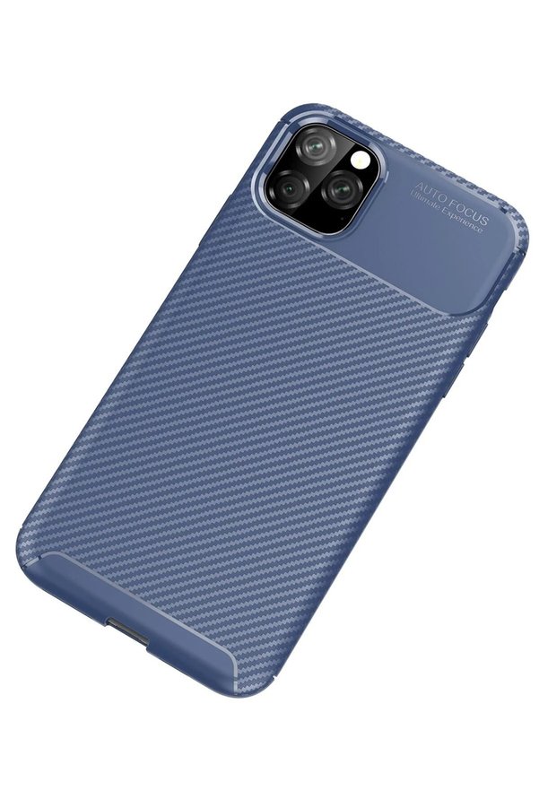 İphone 11 Pro Max Kılıf Auto Focus Karbon Kapak - Laci̇vert - Dropx6045-8178