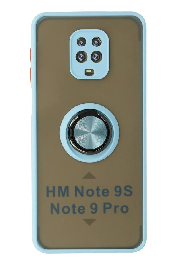 CepteToptan Xiaomi Redmi Note 9 Pro Kılıf Montreal Yüzüklü Silikon Kapak - Buz Mavi - DROPX4972-9349