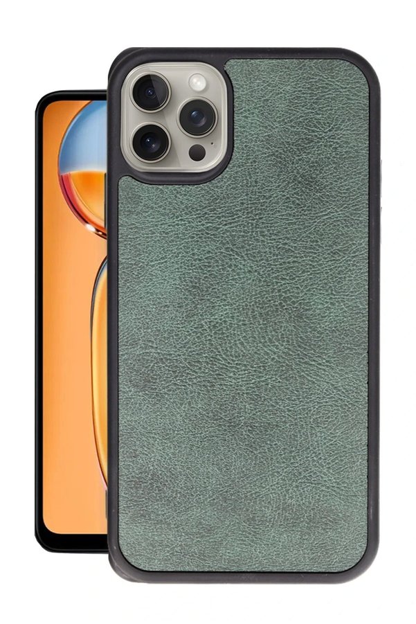 CepteToptan iPhone 15 Pro Max Kılıf Aras Deri Kapak - Koyu Yeşil - DROPX1680-9484
