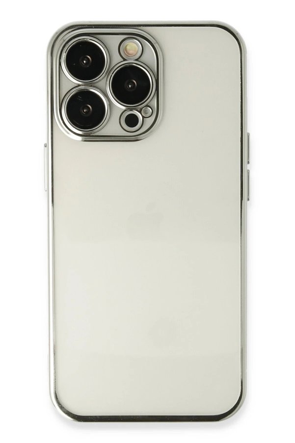 CepteToptan iPhone 13 Pro Kılıf Lensli Silikon - Gümüş - DROPX2628-9682