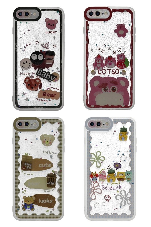 İphone 7 Plus Kılıf Sweet Desenli̇ Si̇li̇kon Kapak - Pembe - Dropx2019-2544