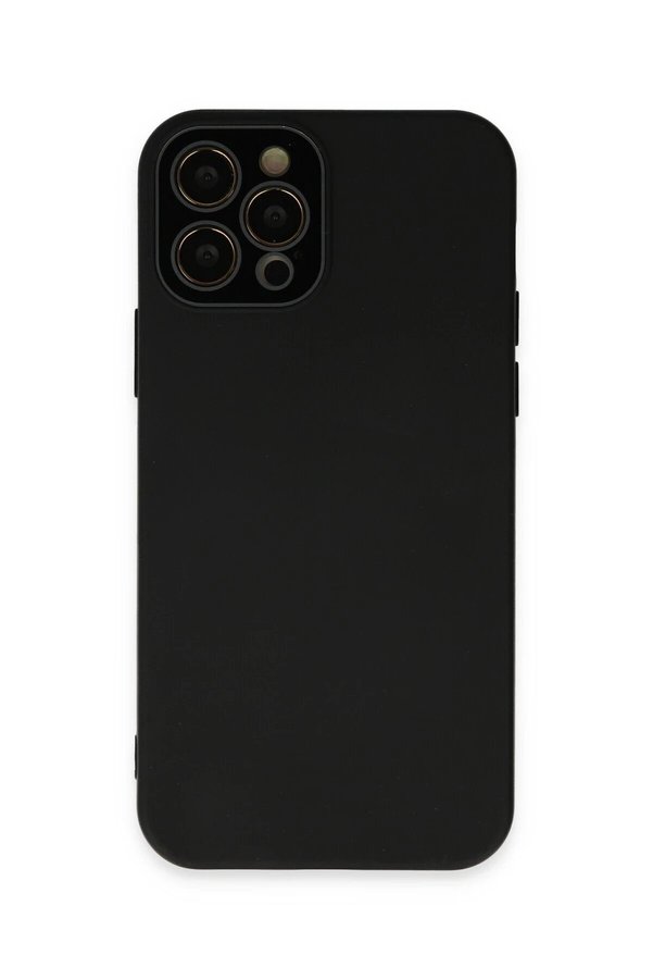 CepteToptan iPhone 12 Pro Max Kılıf Lansman Glass Kapak - Siyah - DROPX8489-3416