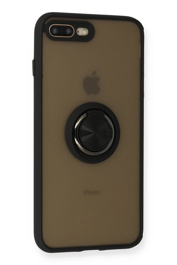İphone 7 Plus Kılıf Montreal Yüzüklü Si̇li̇kon Kapak - Si̇yah - Dropx6443-8745