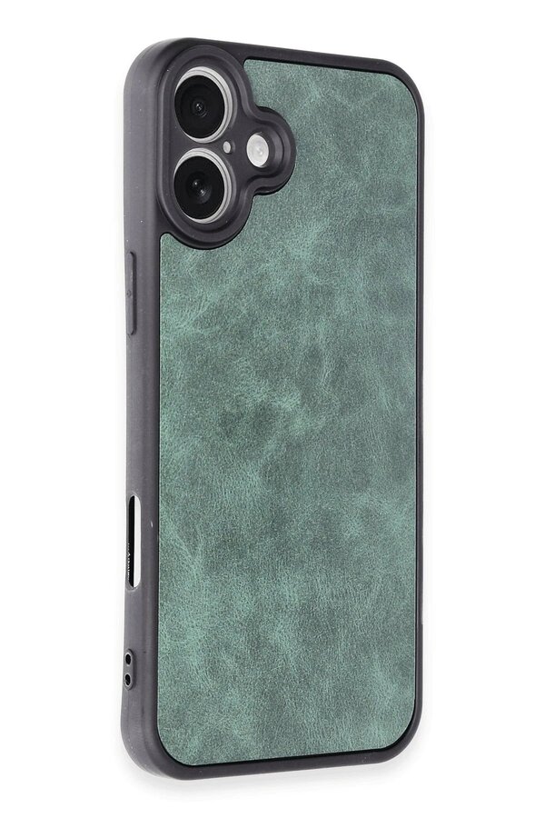 İphone 16 Plus Kılıf Aras Deri̇ Kapak - Koyu Yeşi̇l - Dropx4450-9774