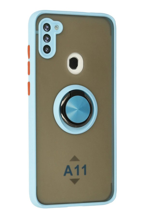 Samsung Galaxy A11 Kılıf Montreal Yüzüklü Si̇li̇kon Kapak - Buz Mavi̇ - Dropx3398-4346
