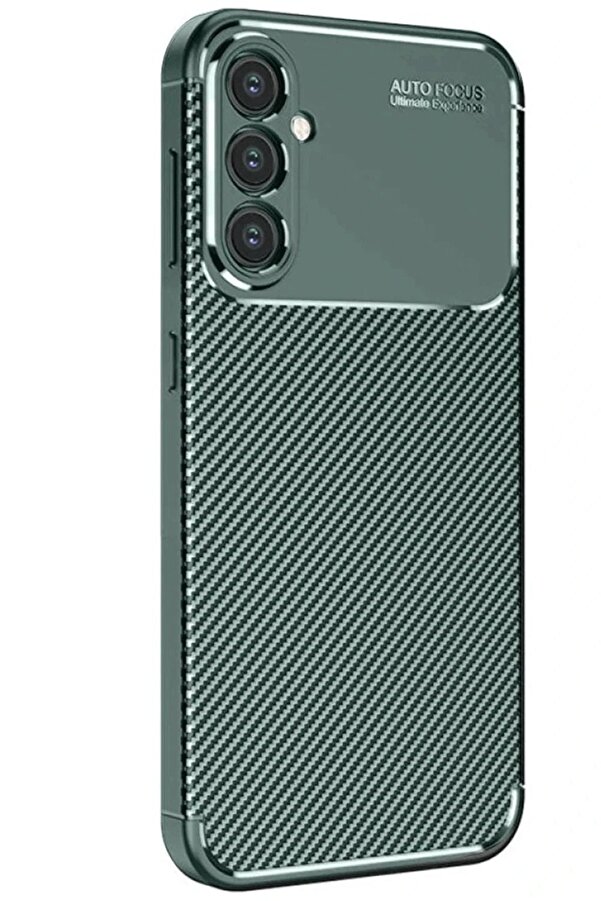 CepteToptan Samsung Galaxy S25 Kılıf Auto Focus Karbon Kapak - Koyu Yeşil - DROPX2321-4495