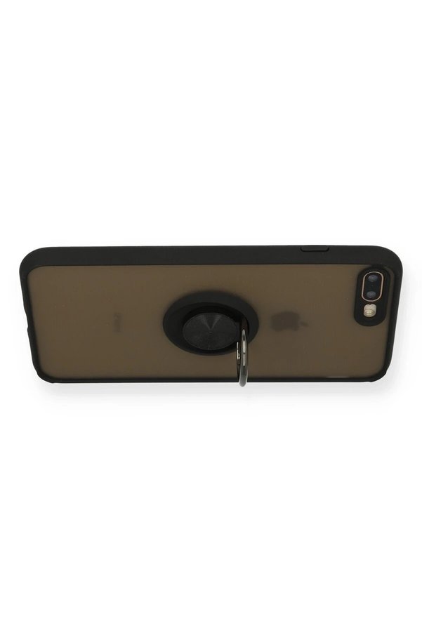 İphone 7 Plus Kılıf Montreal Yüzüklü Si̇li̇kon Kapak - Si̇yah - Dropx6443-8745