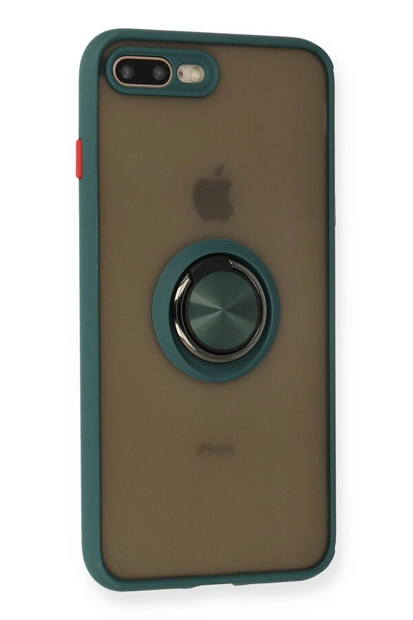 İphone 7 Plus Kılıf Montreal Yüzüklü Si̇li̇kon Kapak - Yeşi̇l - Dropx4089-8923