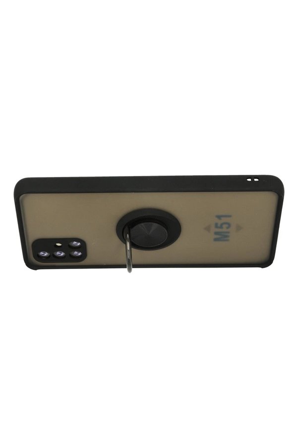 Samsung Galaxy M51 Kılıf Montreal Yüzüklü Si̇li̇kon Kapak - Si̇yah - Dropx5879-6517