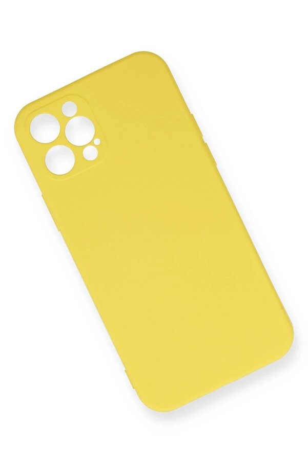 İphone 12 Pro Max Kılıf Nano İçi̇ Kadi̇fe Si̇li̇kon - Sarı - Dropx1945-2592