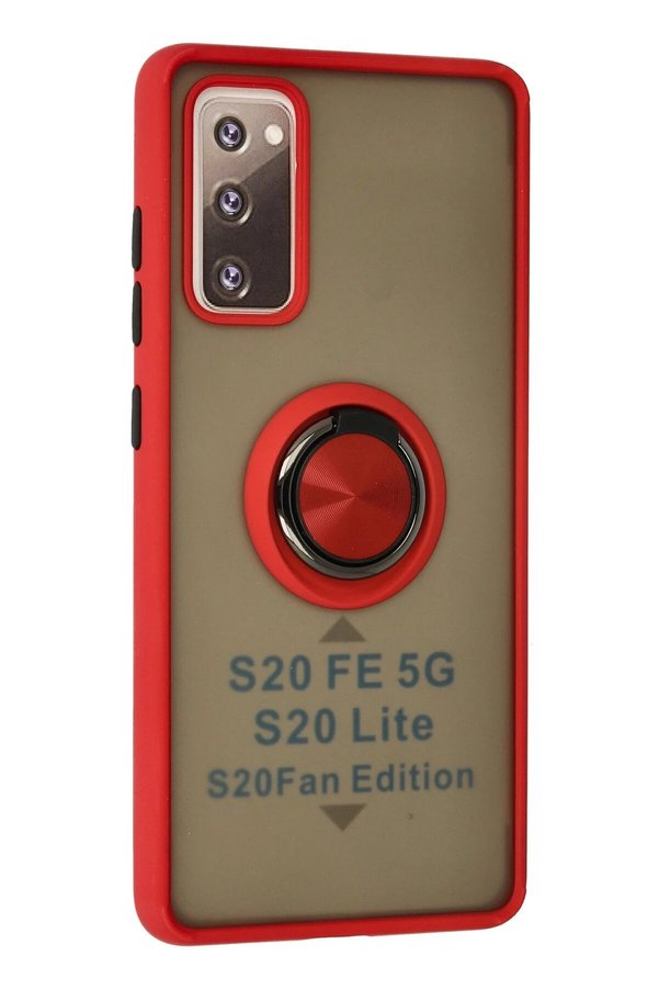 Samsung Galaxy S20 Fe Kılıf Montreal Yüzüklü Si̇li̇kon Kapak - Kırmızı - Dropx1824-3172