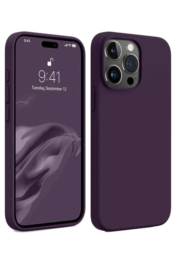 CepteToptan iPhone 15 Pro Max Kılıf First Silikon - Mürdüm - DROPX4395-7976