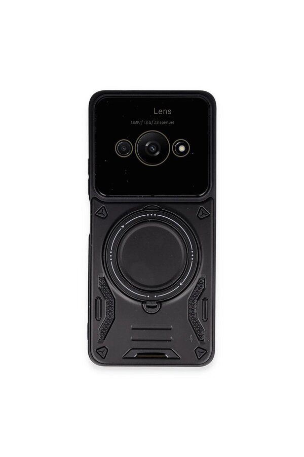 CepteToptan Xiaomi Poco C61 Kılıf Joy Lens Standlı Kapak - Siyah - DROPX8208-9887
