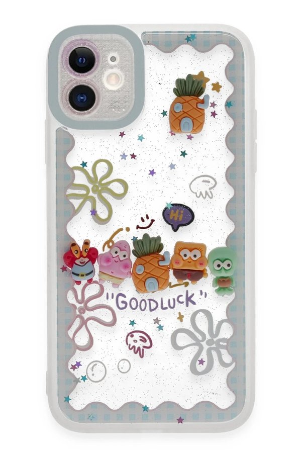 CepteToptan iPhone 11 Kılıf Sweet Desenli Silikon Kapak - Açık Mavi - DROPX7417-9077