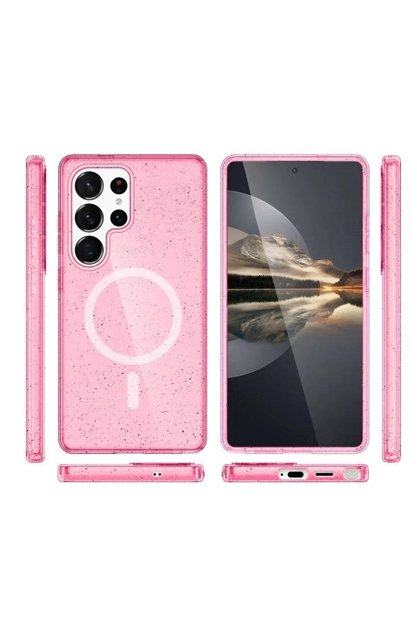 Samsung Galaxy S24 Ultra Kılıf Glow Magsafe Kapak - Pembe - Dropx6994-7040