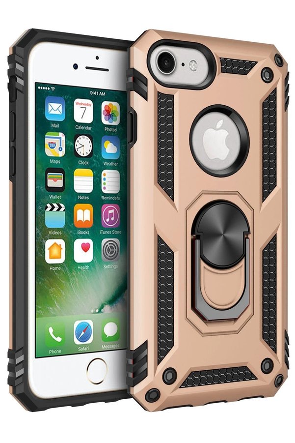 CepteToptan iPhone 7 Kılıf Sofya Yüzüklü Silikon Kapak - Gold - DROPX9182-7163