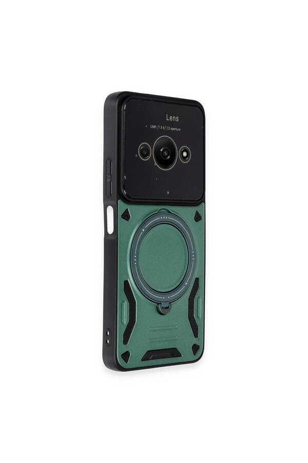 Xi̇aomi̇ Poco C61 Kılıf Joy Lens Standlı Kapak - Koyu Yeşi̇l - Dropx4861-8909