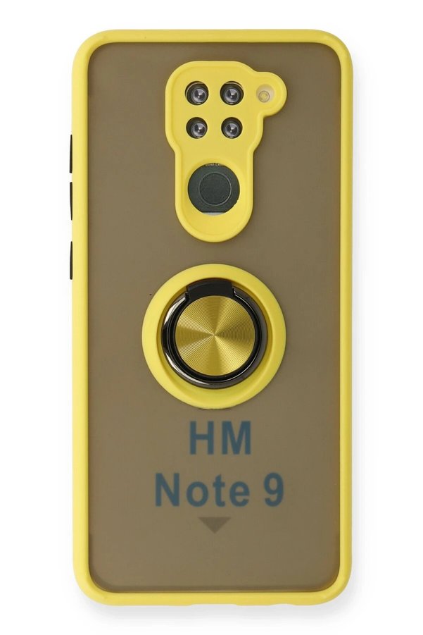 CepteToptan Xiaomi Redmi Note 9 Kılıf Montreal Yüzüklü Silikon Kapak - Sarı - DROPX2052-1006