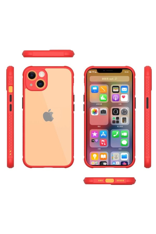 İphone 13 Mi̇ni̇ Kılıf Mi̇ami̇ Şeffaf Si̇li̇kon - Kırmızı - Dropx4678-6182