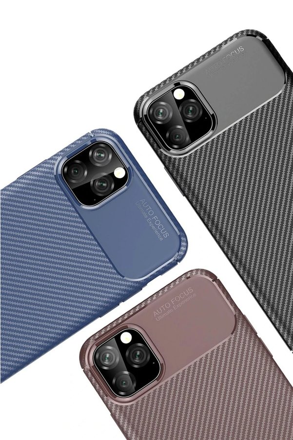 İphone 11 Pro Max Kılıf Auto Focus Karbon Kapak - Laci̇vert - Dropx6045-8178