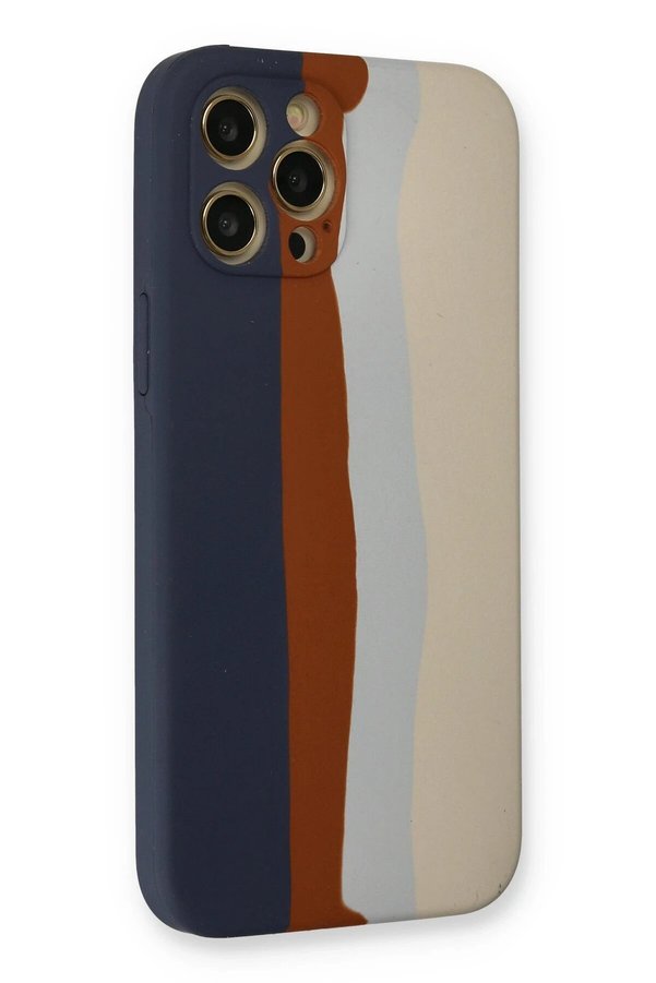 İphone 12 Pro Max Kılıf Ebruli̇ Lansman Si̇li̇kon - Laci̇vert-Krem - Dropx8481-7285