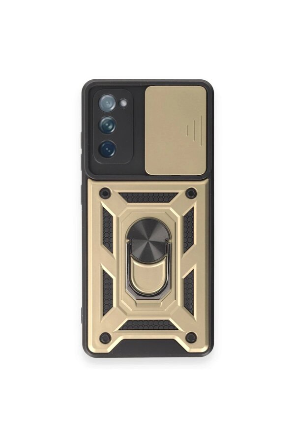 CepteToptan Samsung Galaxy S20 FE Kılıf Pars Lens Yüzüklü Silikon - Gold - DROPX9525-1680