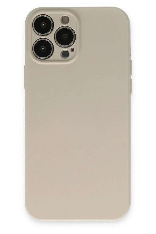 CepteToptan iPhone 13 Pro Kılıf Nano içi Kadife Silikon - Bej - DROPX9782-3488