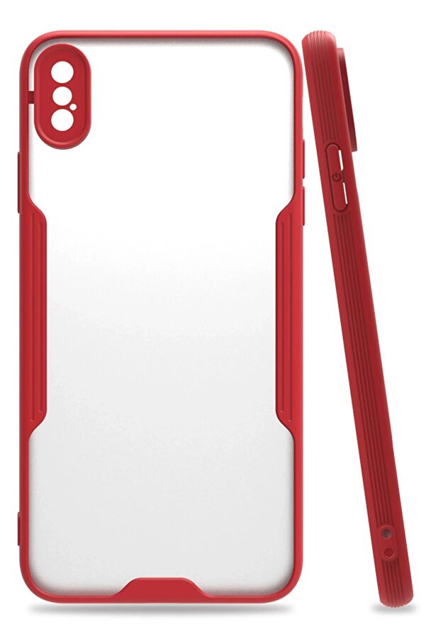 CepteToptan iPhone XS Max Kılıf Platin Silikon - Kırmızı - DROPX4712-7688