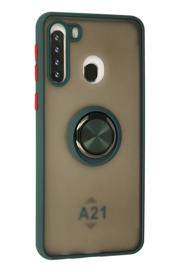 Samsung Galaxy A21 Kılıf Montreal Yüzüklü Si̇li̇kon Kapak - Yeşi̇l - Dropx1011-3904