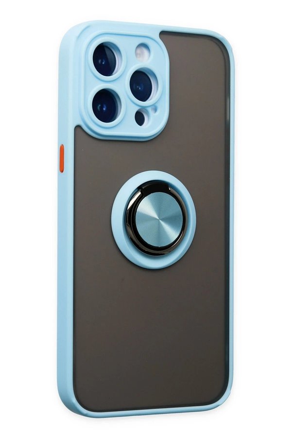 İphone 14 Pro Kılıf Montreal Yüzüklü Si̇li̇kon Kapak - Buz Mavi̇ - Dropx2772-1804