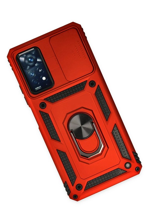 Xi̇aomi̇ Redmi̇ Note 11 Pro Kılıf Pars Lens Yüzüklü Si̇li̇kon - Kırmızı - Dropx7347-6485