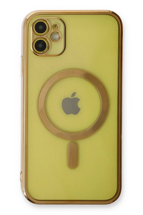 İphone 12 Kılıf Magneti̇csafe Lazer Si̇li̇kon - Gold - Dropx1555-3788