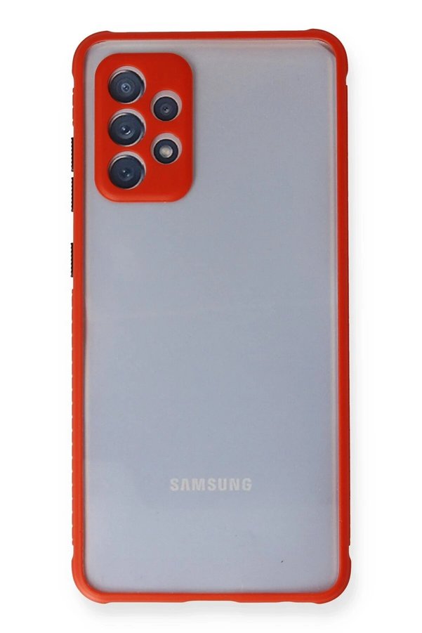Samsung Galaxy A72 Kılıf Mi̇ami̇ Şeffaf Si̇li̇kon - Kırmızı - Dropx1967-6426