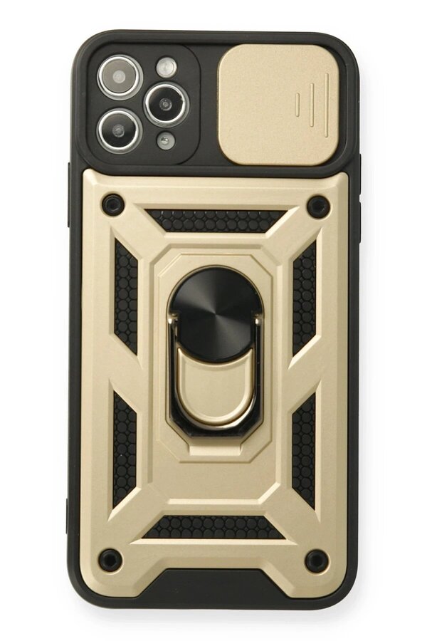 CepteToptan iPhone 11 Pro Kılıf Pars Lens Yüzüklü Silikon - Gold - DROPX2113-5927