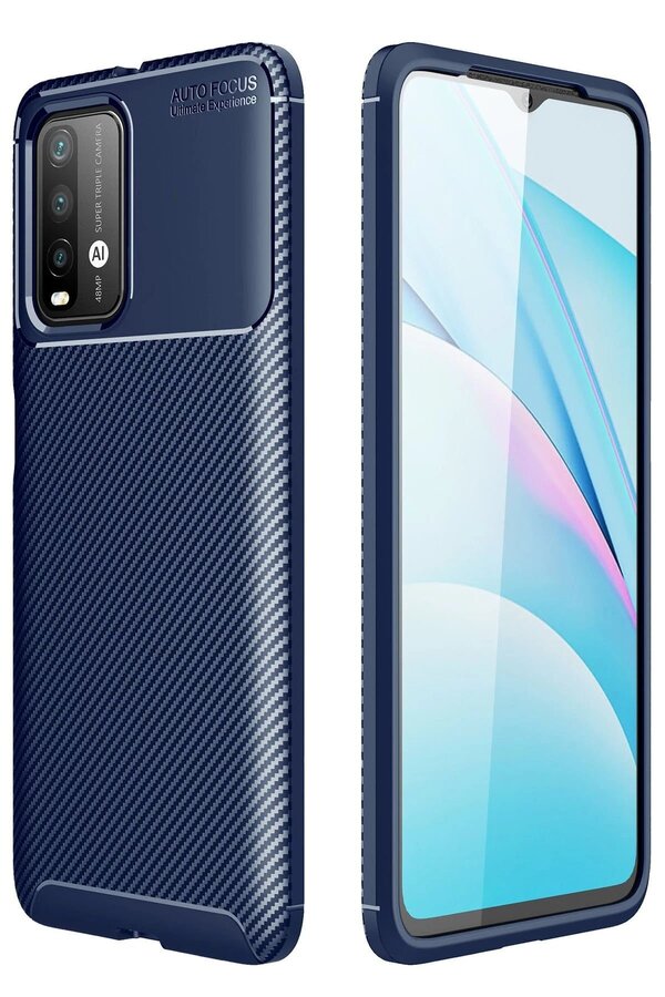 CepteToptan Xiaomi Redmi 9T Kılıf Auto Focus Karbon Kapak - Lacivert - DROPX9220-6146