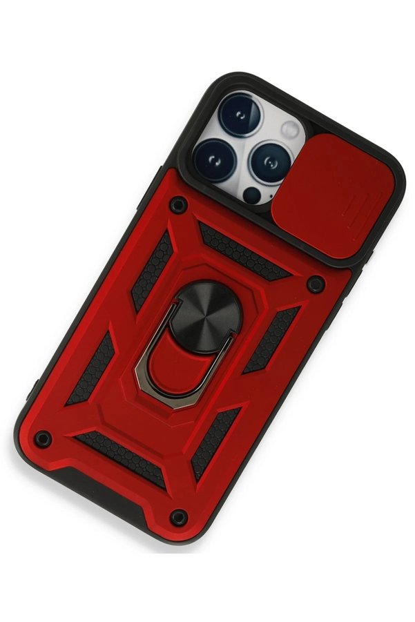 İphone 15 Pro Max Kılıf Pars Lens Yüzüklü Si̇li̇kon - Kırmızı - Dropx4193-1463