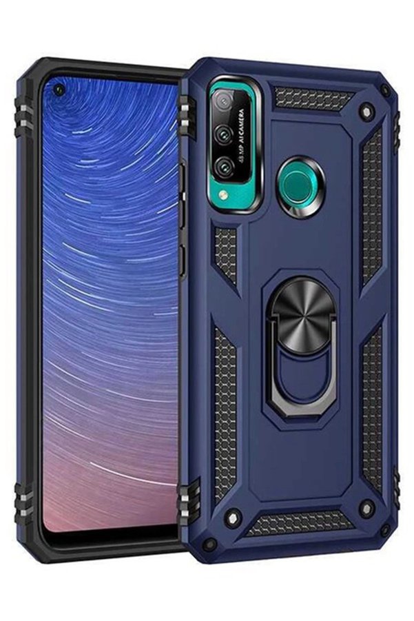 CepteToptan Huawei P40 Lite E Kılıf Sofya Yüzüklü Silikon Kapak - Lacivert - DROPX8417-5282