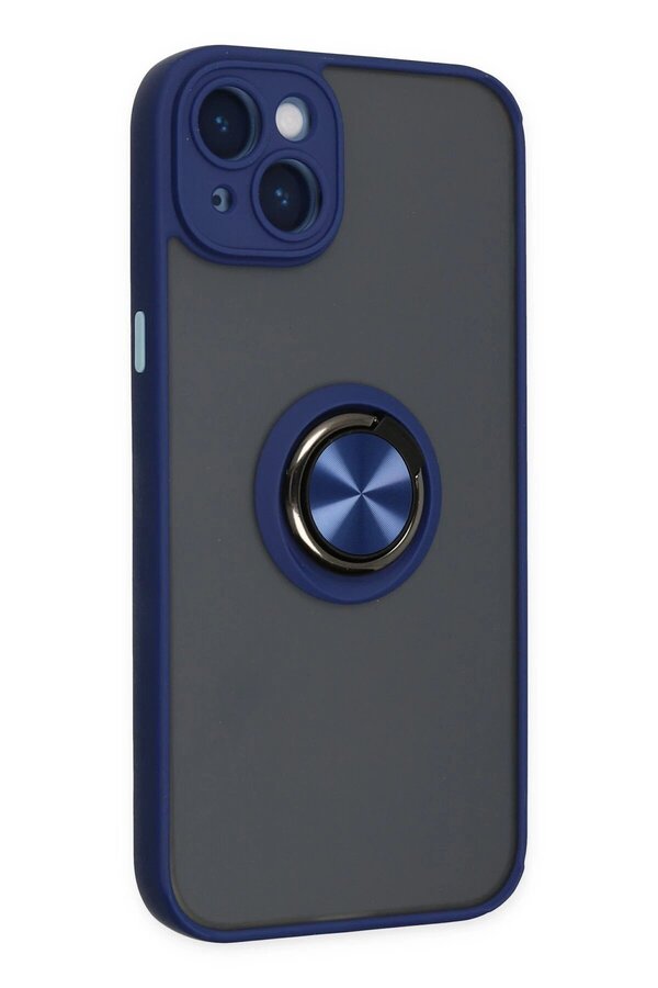 İphone 14 Kılıf Montreal Yüzüklü Si̇li̇kon Kapak - Laci̇vert - Dropx9593-8991