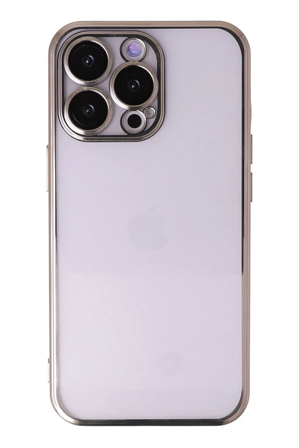 CepteToptan iPhone 14 Pro Max Kılıf Lensli Silikon - Gold - DROPX7073-3729