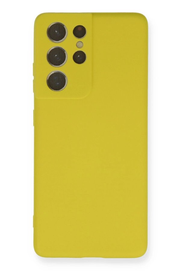 CepteToptan Samsung Galaxy S21 Ultra Kılıf Nano içi Kadife Silikon - Sarı - DROPX7884-1911