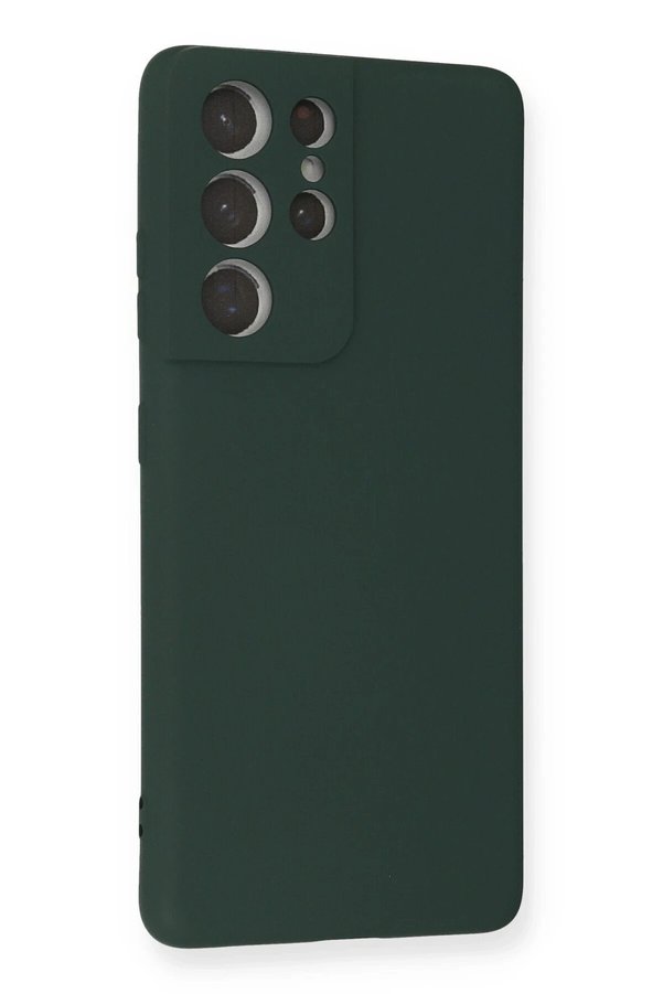 Samsung Galaxy S21 Ultra Kılıf Nano İçi̇ Kadi̇fe Si̇li̇kon - Koyu Yeşi̇l - Dropx1583-1624