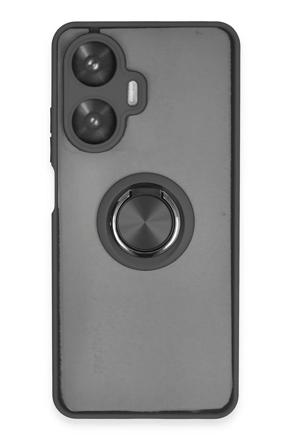 CepteToptan Realme C55 Kılıf Montreal Yüzüklü Silikon Kapak - Siyah - DROPX9719-4381