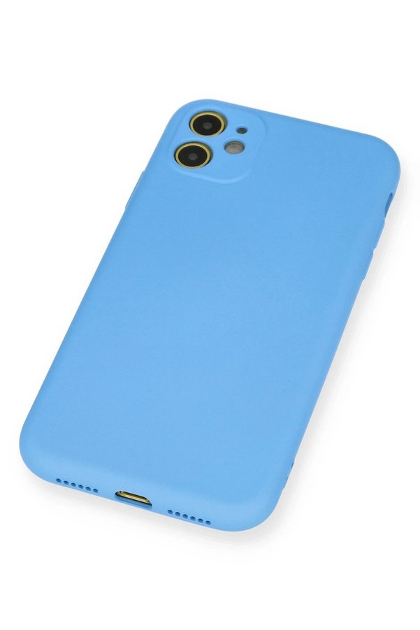 İphone 11 Kılıf Nano İçi̇ Kadi̇fe Si̇li̇kon - Mavi̇ - Dropx2090-5887