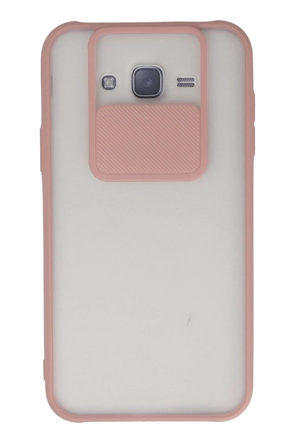 CepteToptan Samsung Galaxy J7 Kılıf Palm Buzlu Kamera Sürgülü Silikon - Pembe - DROPX6833-7983