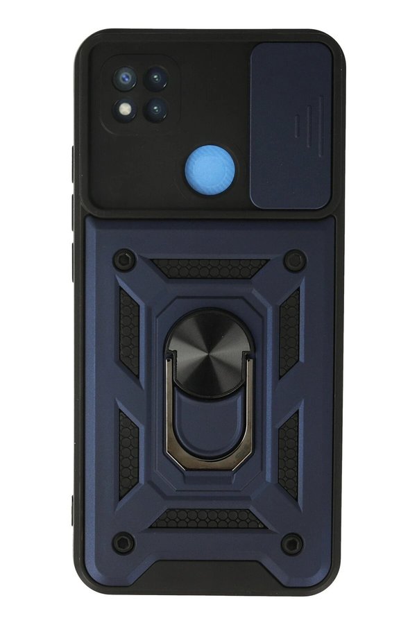 CepteToptan Xiaomi Redmi 9C Kılıf Pars Lens Yüzüklü Silikon - Lacivert - DROPX7336-3975