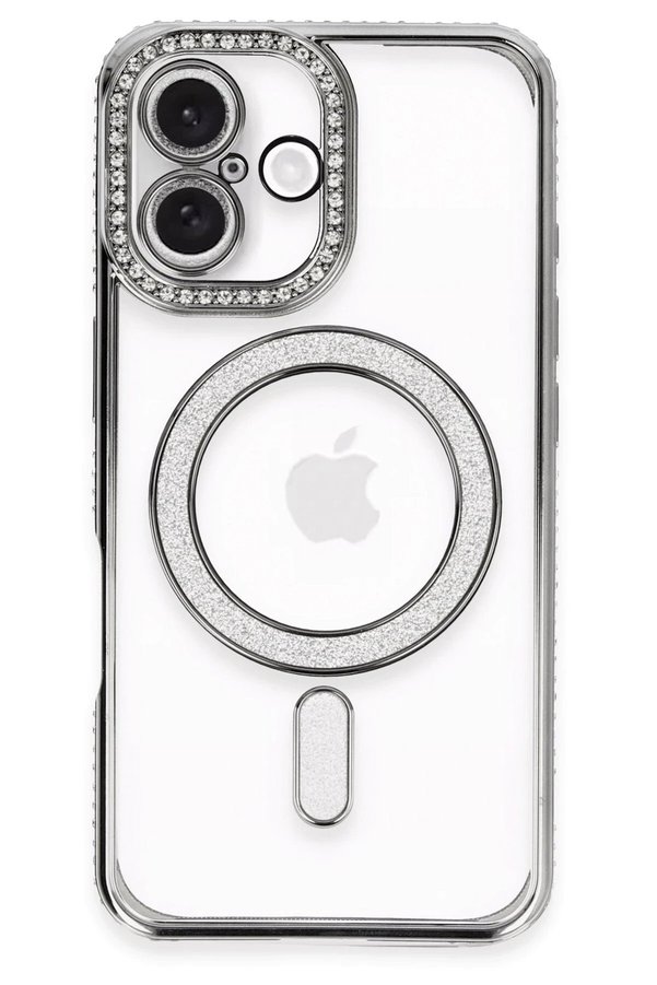 İphone 16 Kılıf Joke Si̇mli̇ Magneti̇csafe Kılıf - Gri̇ - Dropx8380-3986