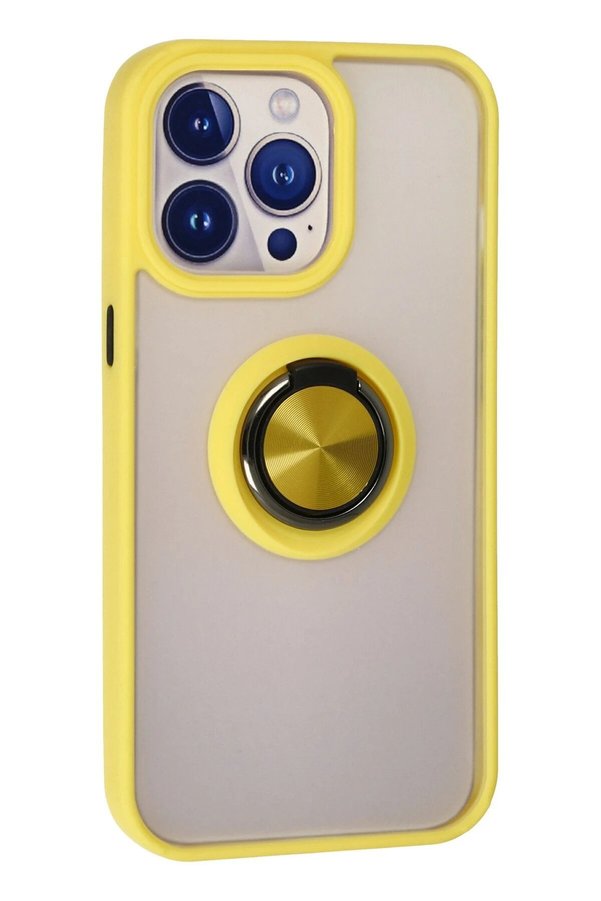 İphone 15 Pro Max Kılıf Montreal Yüzüklü Si̇li̇kon Kapak - Sarı - Dropx1190-1906