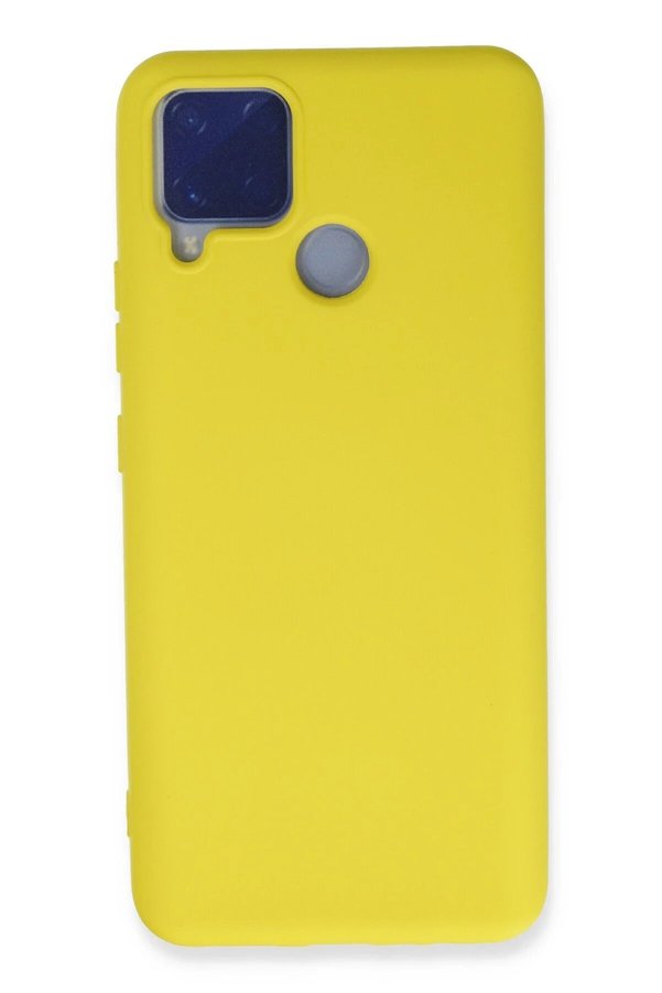 CepteToptan Realme C15 Kılıf Nano içi Kadife Silikon - Sarı - DROPX7702-5921