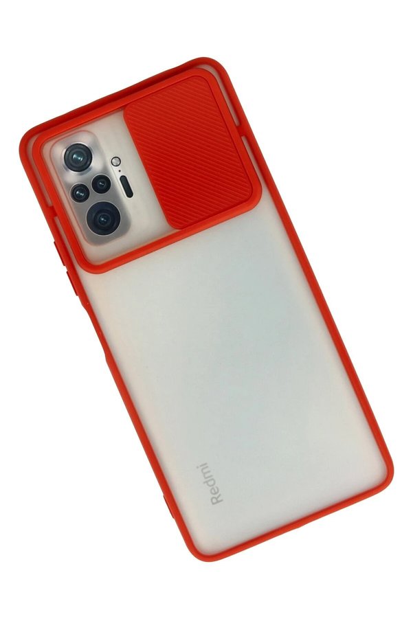 Xi̇aomi̇ Redmi̇ Note 10 Pro Kılıf Palm Buzlu Kamera Sürgülü Si̇li̇kon - Kırmız - Dropx2948-3359