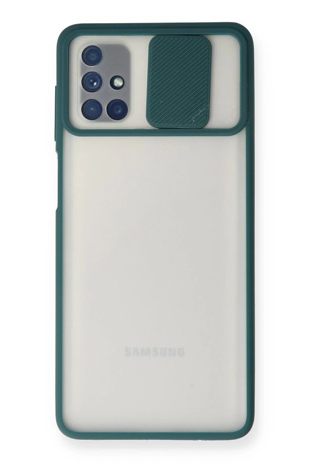 CepteToptan Samsung Galaxy M51 Kılıf Palm Buzlu Kamera Sürgülü Silikon - Yeşil - DROPX1313-3040